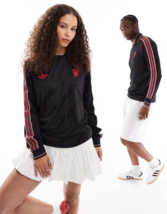 asos adidas Football Manchester United 24/25 unisex long sleeve shirt in black