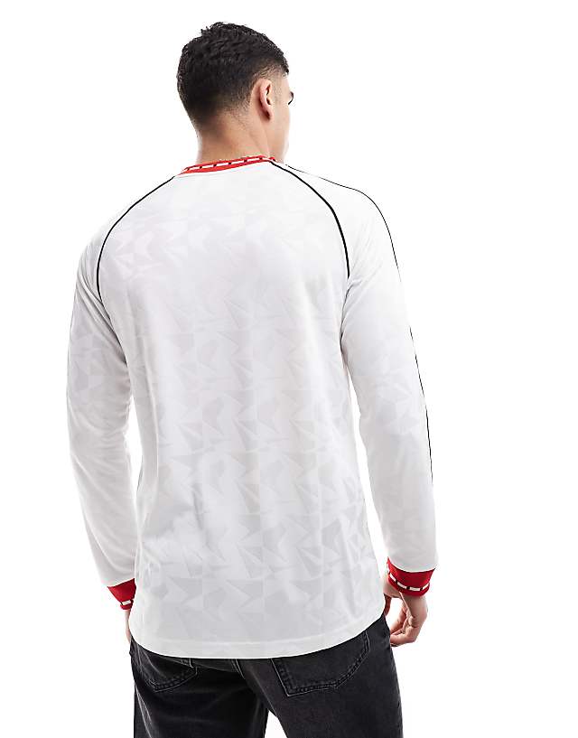 Asos Adidas Football Manchester United Anniversary 91 Long Sleeve Top In White And Red