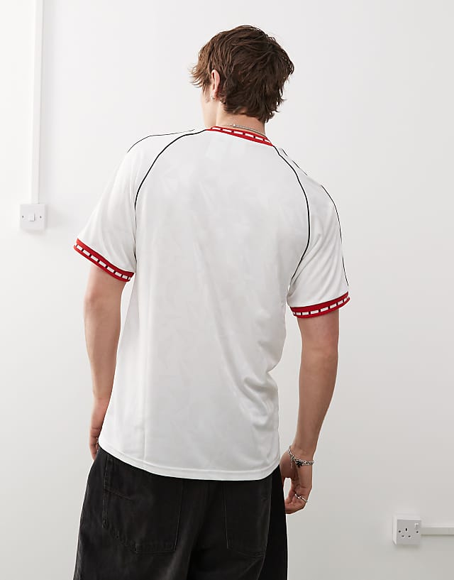 Asos Adidas Football Manchester United Anniversary 91 T-shirt In White And Red