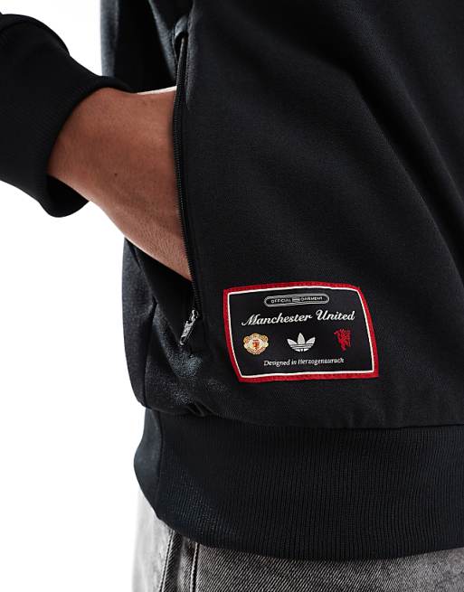 Asos Adidas Football Manchester United Icons Track Top In Black And Red