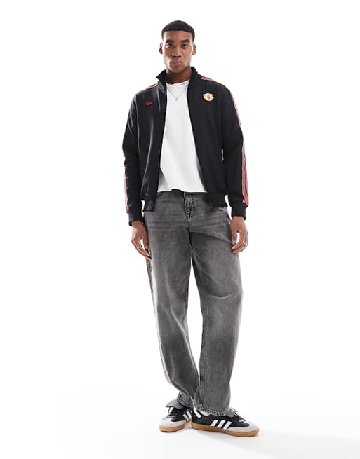 Asos Adidas Football Manchester United Icons Track Top In Black And Red