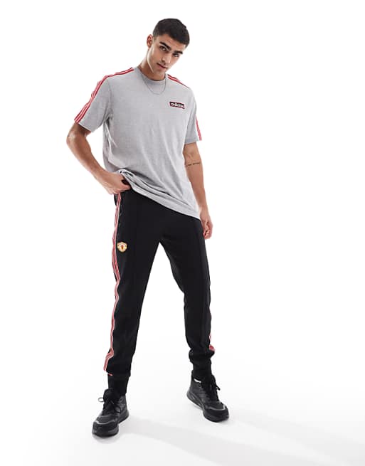 asos adidas Football Manchester United Icons trackpants in black and red