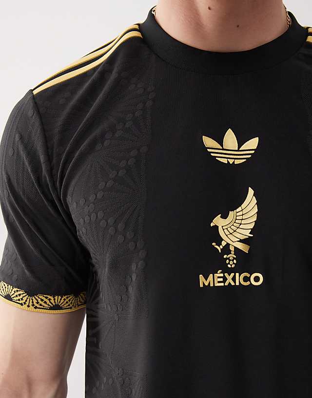 Asos Adidas Football Mexico Anniversary Jersey In Black And Gold