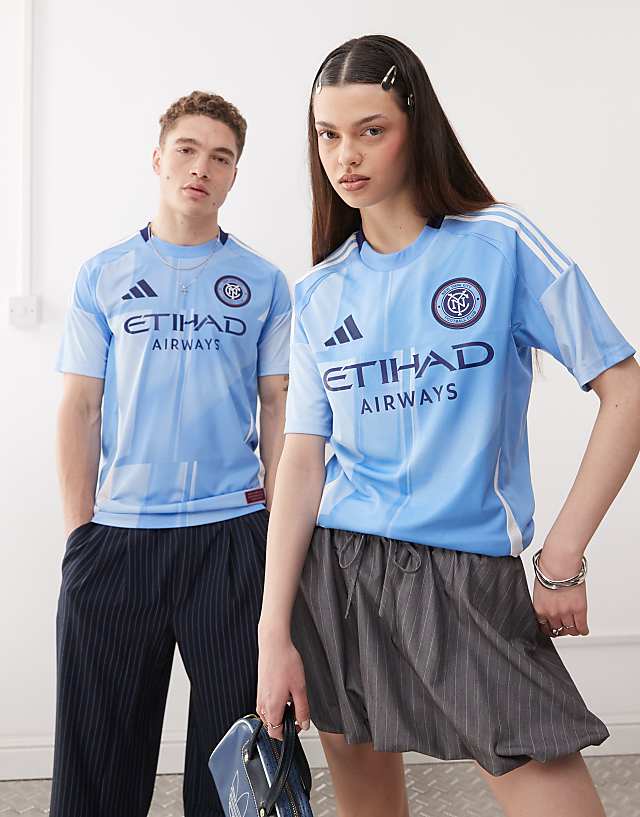 asos adidas Football NYC FC home jersey in light blue