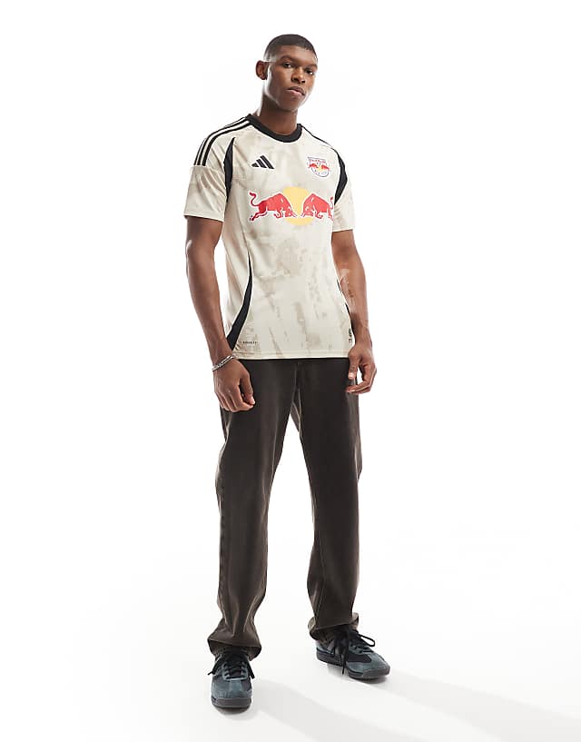 Asos Adidas Football Red Bull New York Away Jersey In Ivory And Black