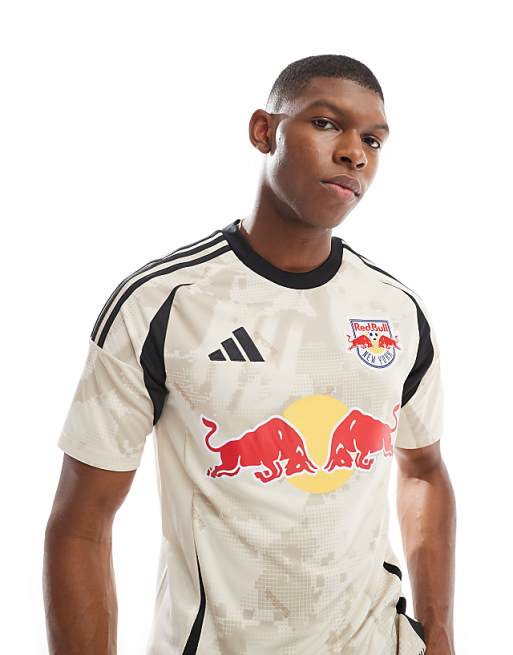 asos adidas Football Red Bull New York away jersey in ivory and black