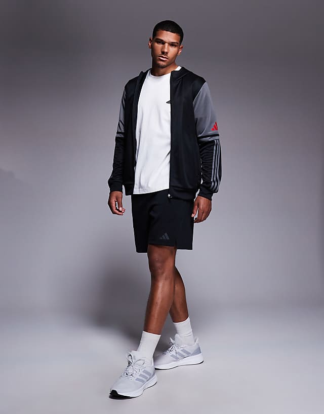 Asos Adidas Football Squadra Hoodie In Black And Red