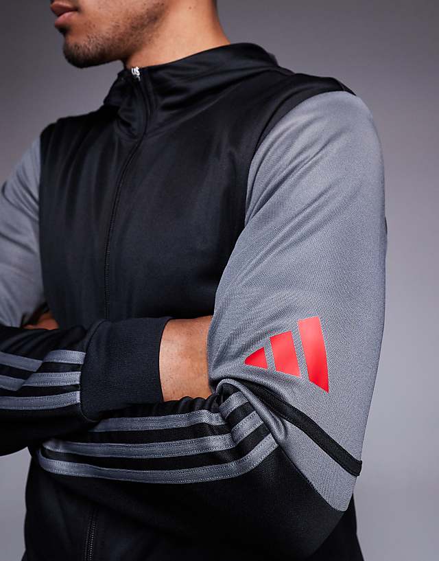 Asos Adidas Football Squadra Hoodie In Black And Red
