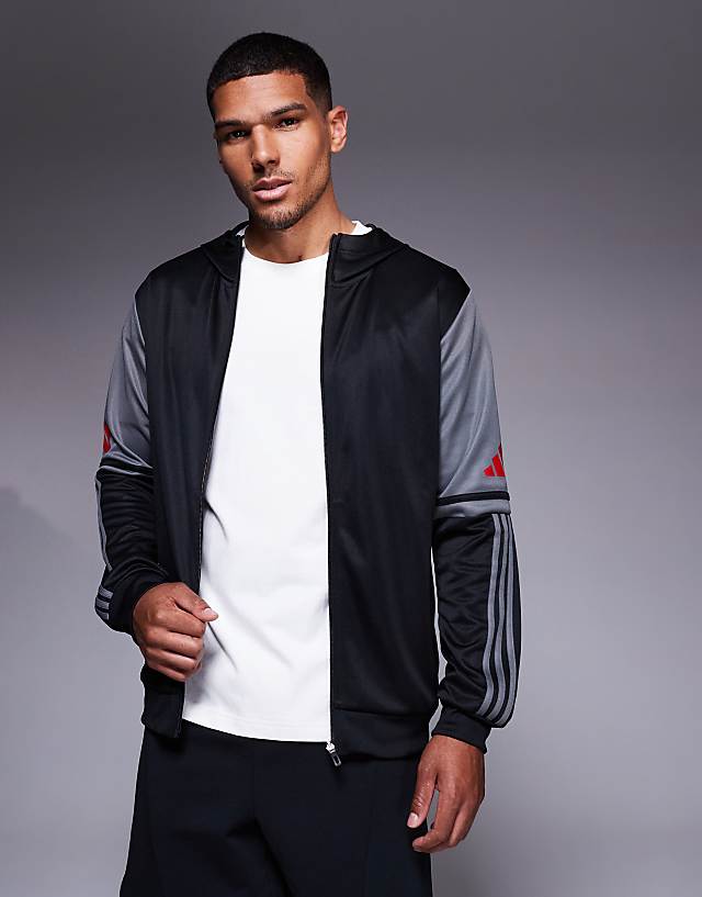 asos adidas Football Squadra hoodie in black and red