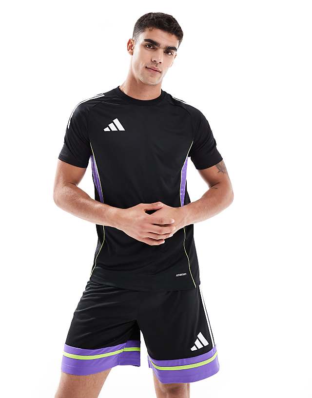 asos adidas Football Tiro 25 competition training jersey in black / purple rush