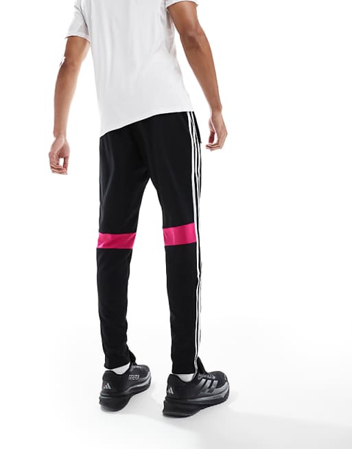 Asos Adidas Football Tiro Essentials 3 Stripe Joggers In Black
