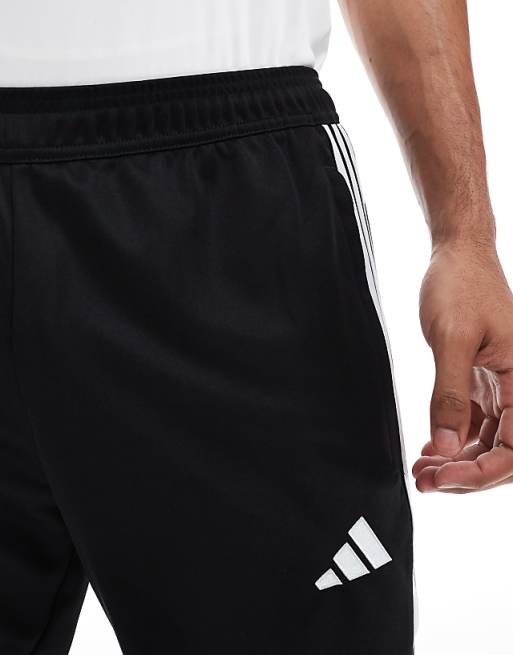 Asos Adidas Football Tiro Essentials 3 Stripe Joggers In Black