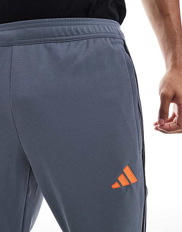 Asos Adidas Football Tiro Essentials 3 Stripe Joggers In Navy