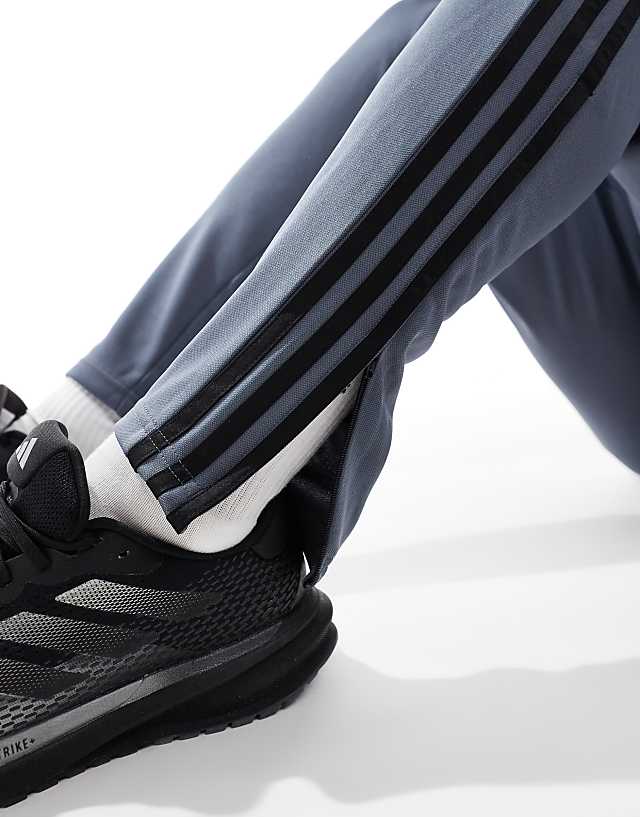 Asos Adidas Football Tiro Essentials 3 Stripe Joggers In Navy