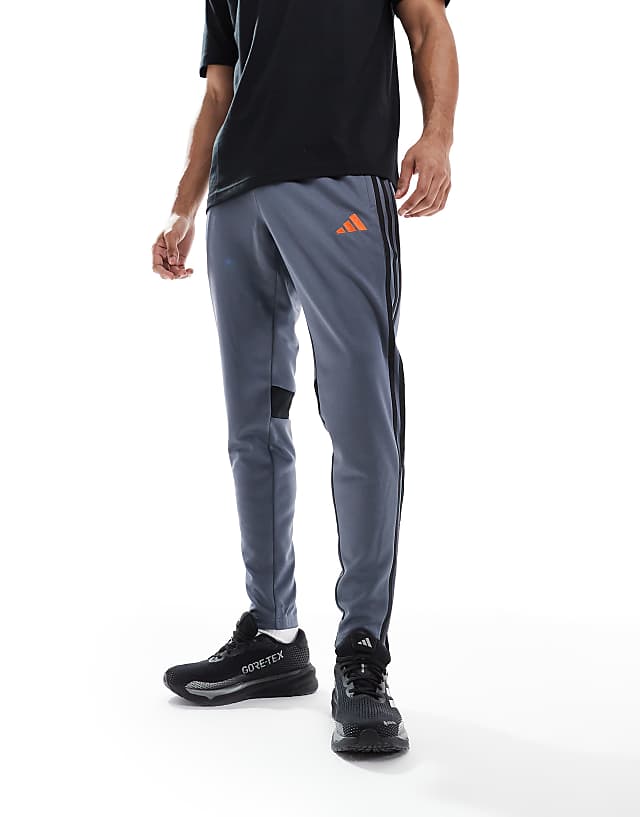 Asos Adidas Football Tiro Essentials 3 Stripe Joggers In Navy