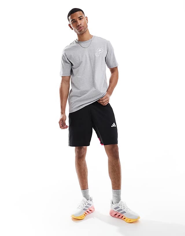 Asos Adidas Football Tiro Essentials Shorts In Black And Pink
