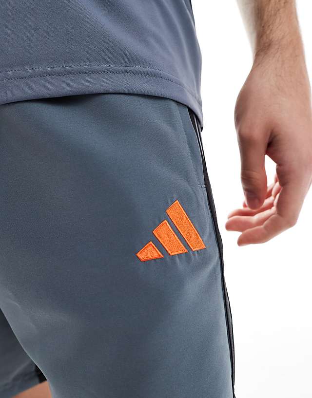 Asos Adidas Football Tiro Essentials Shorts In Grey And Black
