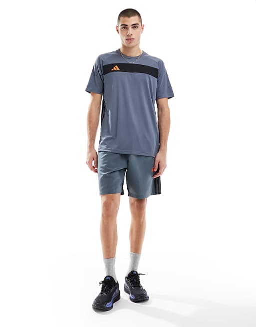 Asos Adidas Football Tiro Essentials Shorts In Grey And Black