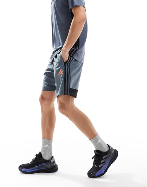 asos adidas Football Tiro essentials shorts in grey and black