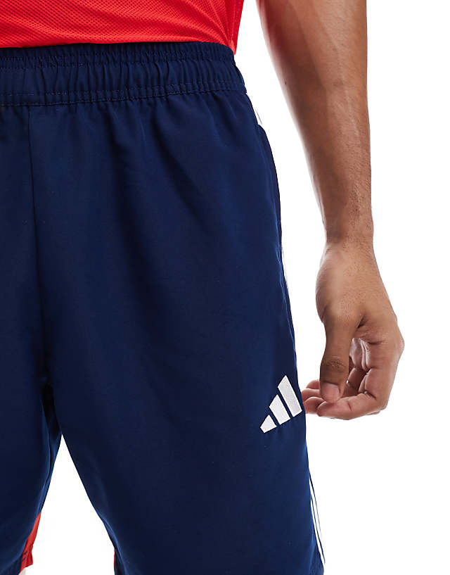 Asos Adidas Football Tiro Essentials Shorts In Navy And Red