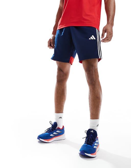 Asos Adidas Football Tiro Essentials Shorts In Navy And Red