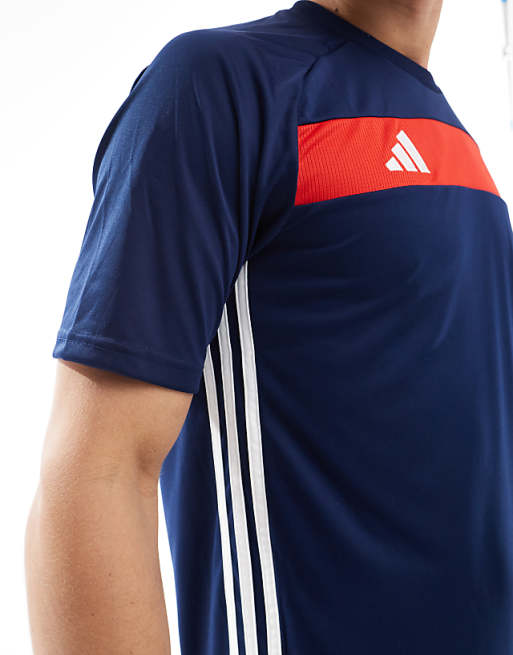 Asos Adidas Football Tiro Essentials T-shirt In Navy And Red
