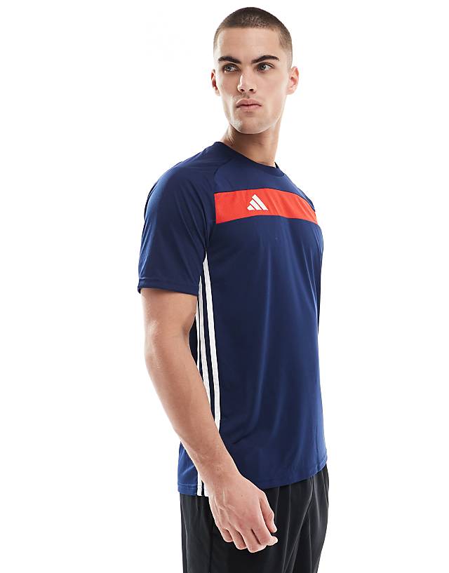 asos adidas Football Tiro essentials t-shirt in navy and red