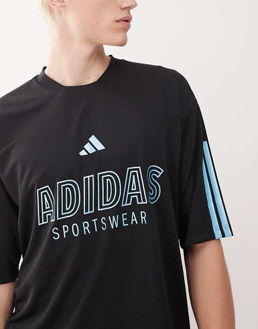 Asos Adidas Football Tiro Jersey T-shirt In Black And Blue