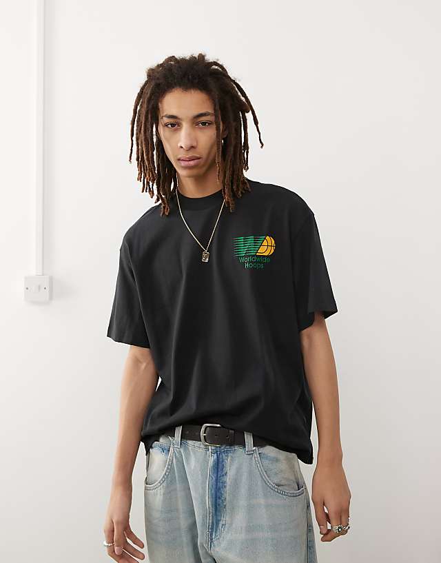 Asos Adidas Originals Basketball Graphic T-shirt In Black