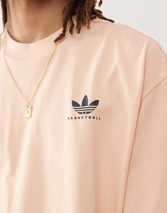 Asos Adidas Originals Basketball Graphic T-shirt In Pink