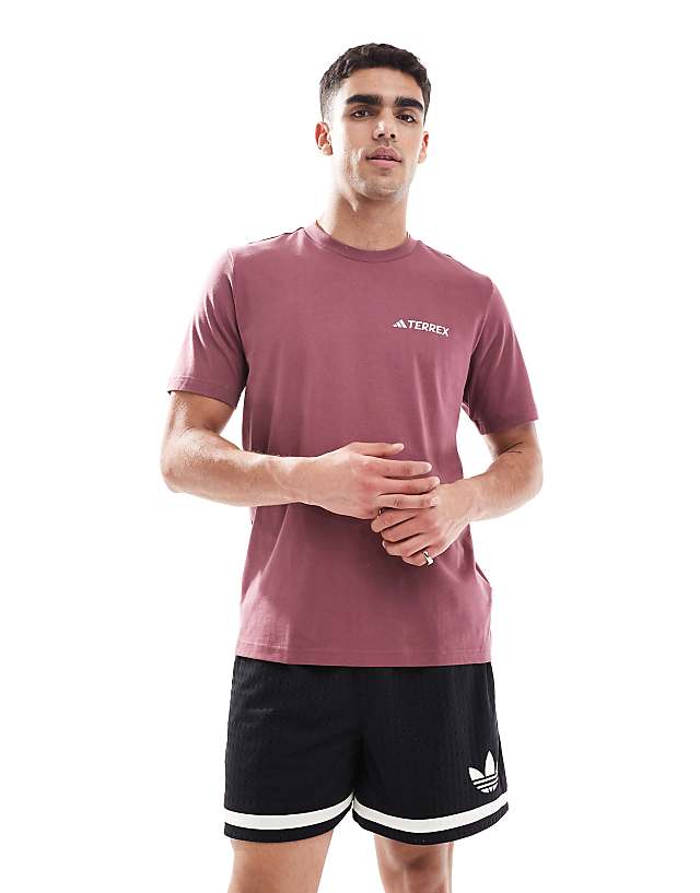 Asos Adidas Outdoor Terrex T-shirt With Chest Logo In Burgundy