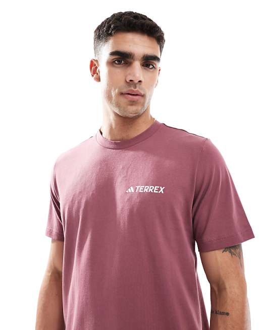 Asos Adidas Outdoor Terrex T-shirt With Chest Logo In Burgundy