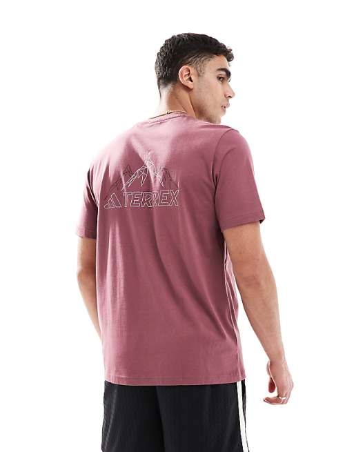 Asos Adidas Outdoor Terrex T-shirt With Chest Logo In Burgundy