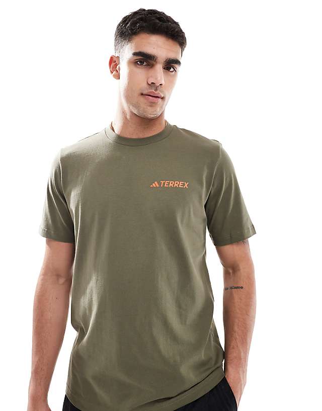 Asos Adidas Outdoor Terrex T-shirt With Chest Logo In Olive Green