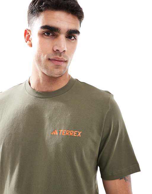 Asos Adidas Outdoor Terrex T-shirt With Chest Logo In Olive Green