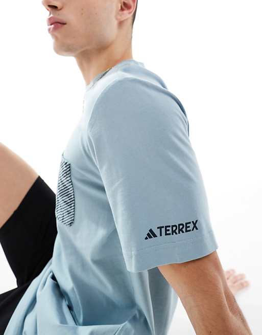 Asos Adidas Outdoor Terrex T-shirt With Patch Pocket In Grey