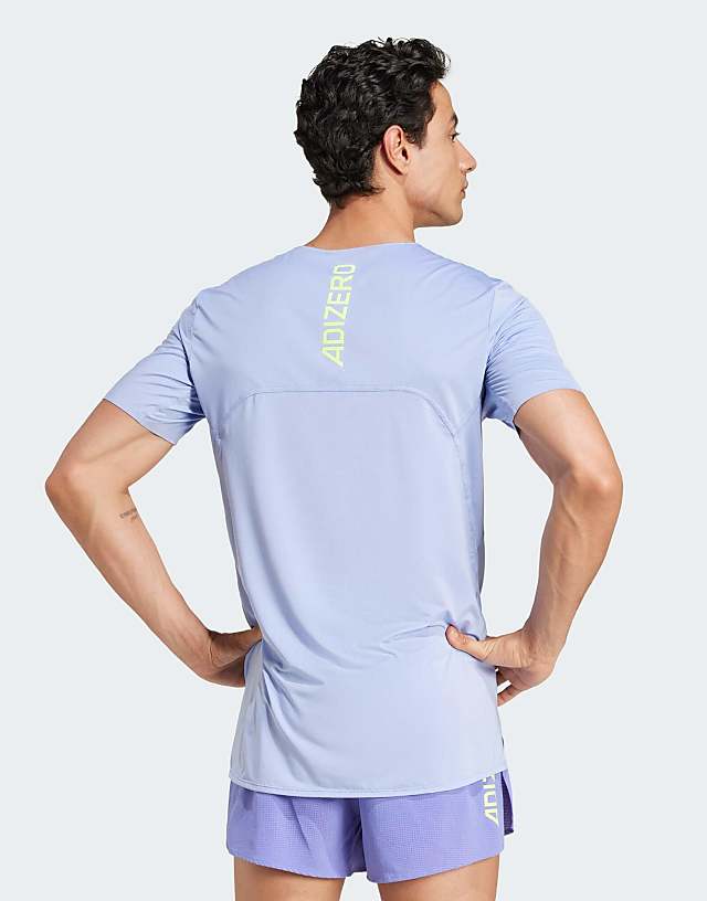 Asos Adidas Performance Adizero Running Tee In Blue Spark