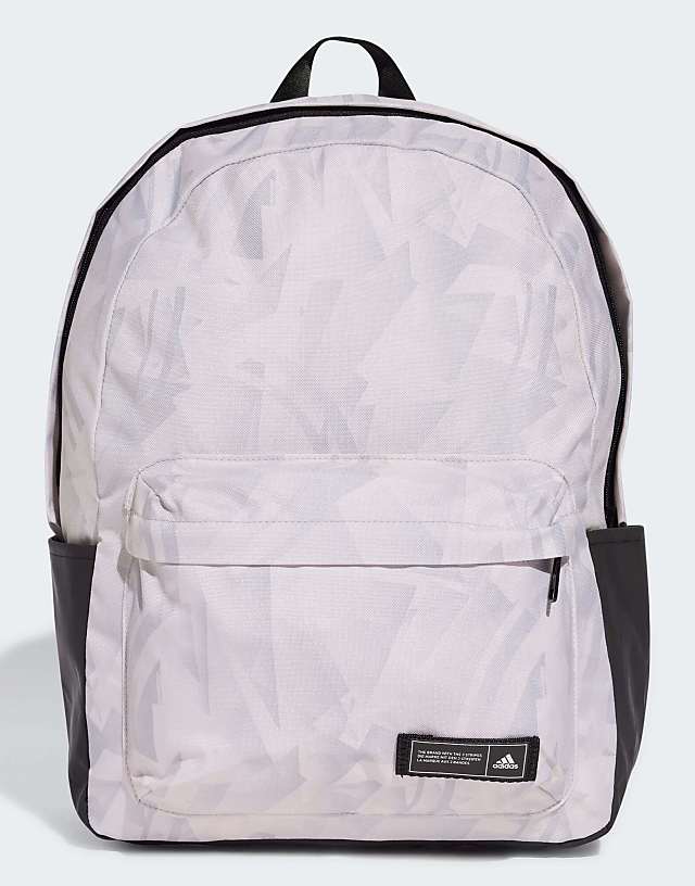 asos adidas performance Classic graphic backpack in grey two / chalk white
