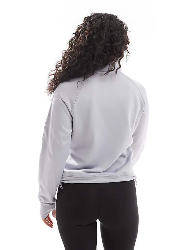 Asos Adidas Performance Game And Go Fleece Lined 1/4 Zip Top In Grey