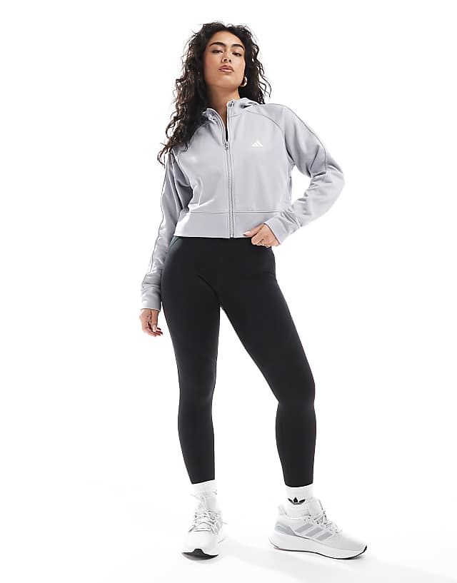 Asos Adidas Performance Game And Go Fleece Lined Hoodie In Grey