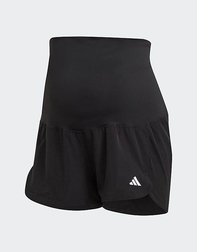 Asos Adidas Performance Maternity Pacer Stretch Shorts In Black