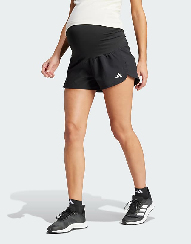 asos adidas Performance maternity pacer stretch shorts in black