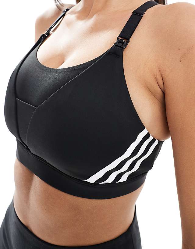 Asos Adidas Performance Powerimpact Luxe Medium-support Maternity Bra In Black