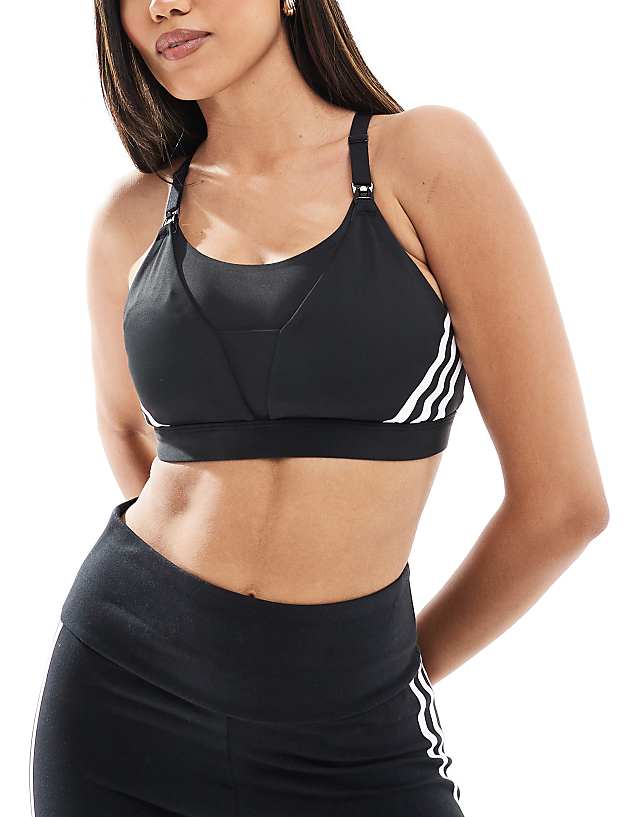 asos adidas Performance Powerimpact luxe medium-support maternity bra in black