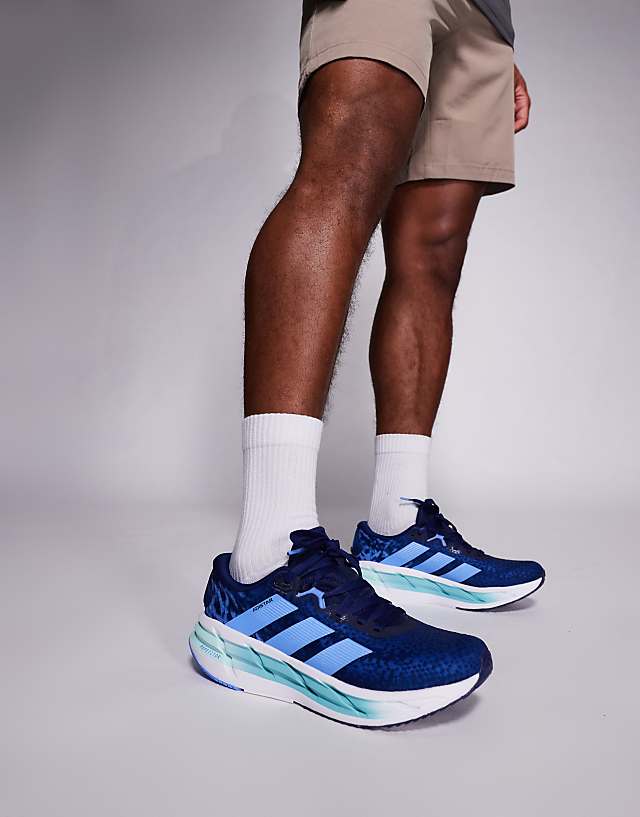 asos adidas Running Adistar 4 trainers in blue and white