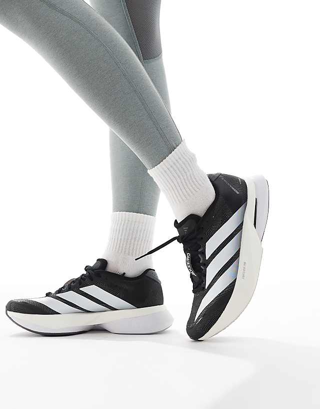 Asos Adidas Running Adizero Boston 13 Eqt Shoes In Core Black / Cloud White / Gre