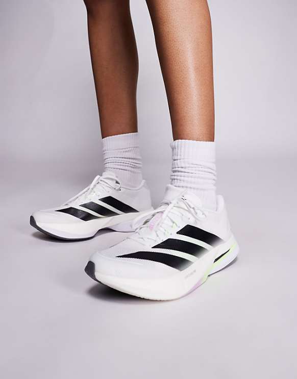 asos adidas Running Adizero Boston 13 in white and black