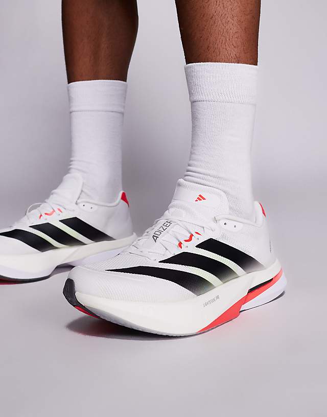 asos adidas Running Adizero Boston 13 in white black and red