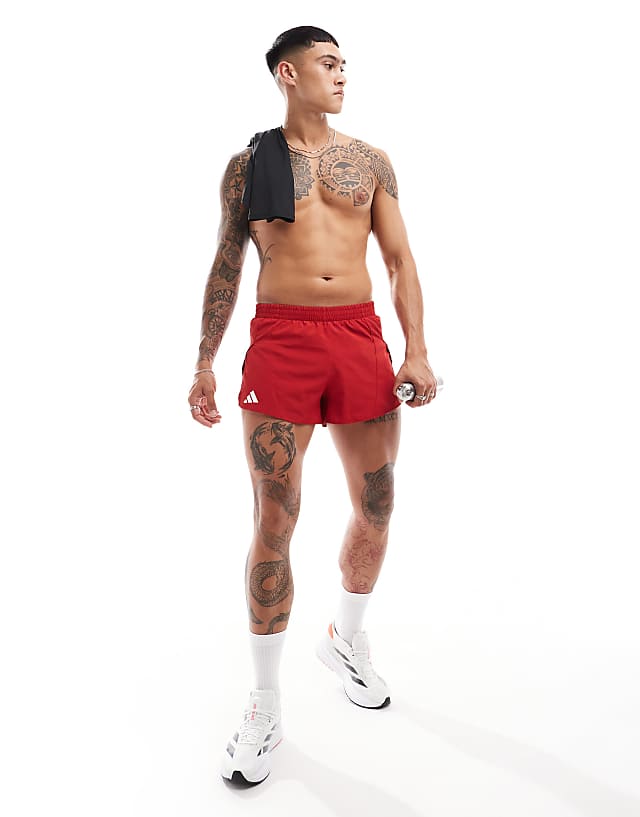 Asos Adidas Running Adizero Essentials Shorts In Red
