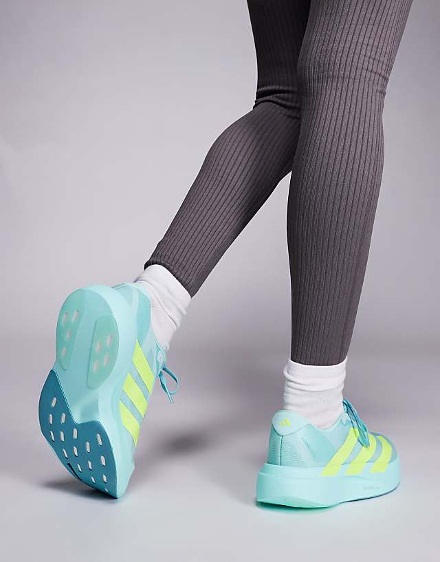 Asos Adidas Running Adizero EVO SL Trainers In Aqua Blue And Yellow